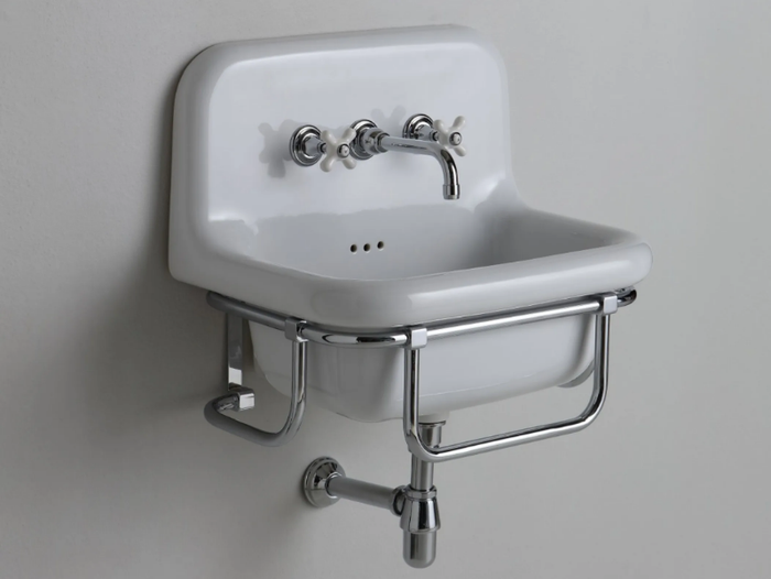 TRUECOLORS - Wall-mounted ceramic washbasin with towel rail _ BLEU PROVENCE